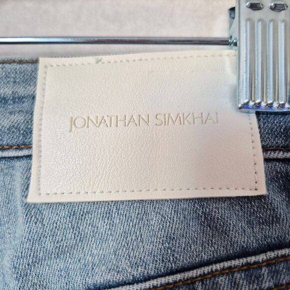 JONATHAN SIMKHAI Straight-Leg Frayed Hem Jean Medium Washed Blue - Picture 9 of 15
